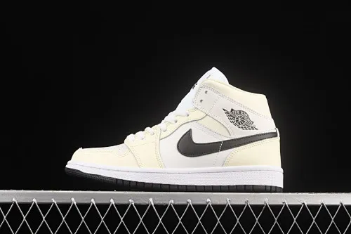 All categories Air Jordan Jordan series basketball shoes Air Jordan 1 Mid Air Jordan 1 Mid AJ1 Joe 1 white apricot milk coconut cream China basketball shoes BQ6472-121